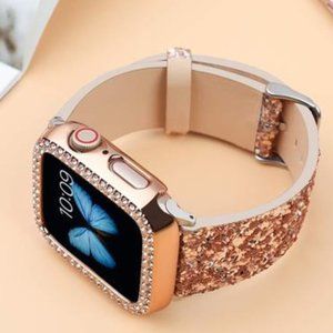 NEW Rose Gold Bling Apple Watch Band+Case